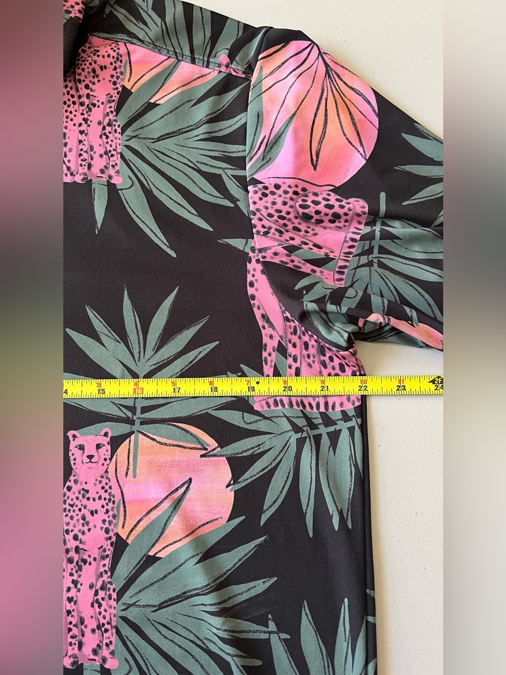 Bad Birdie Cheetah Tropical Golf Polo Men’s L Black Pink Performance Shirt - Picture 9 of 11